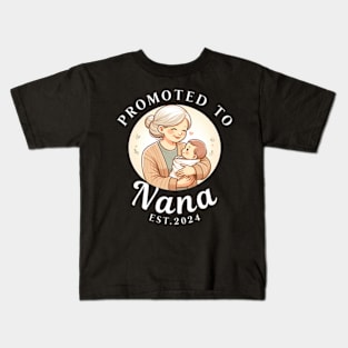 Promoted To Nana 2024 Baby Announcet Est. 2024 Kids T-Shirt